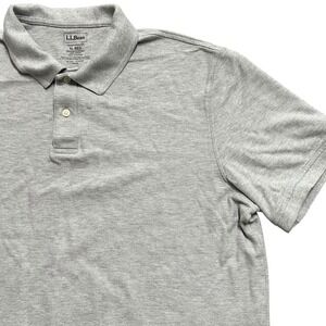 L.L.Bean Mens Polo‎ Shirt XL Traditional Fit Gray Cotton Short Sleeve